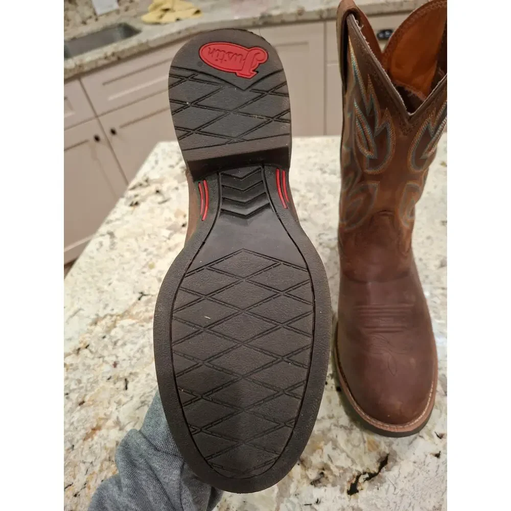 Justin Mens Boots Stampede Rendon 9.5D Cowboy Western Leather SE7530